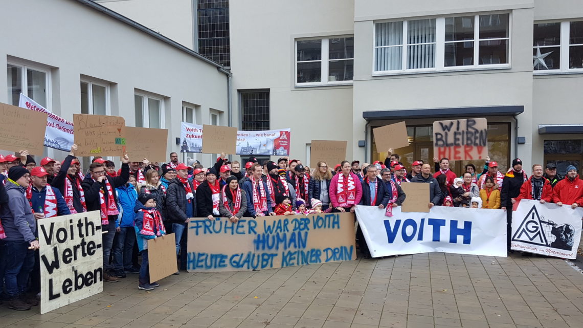 Bild von den Protesten gegen die geplante Voith-Schließung in Schopau am 30.11.2019